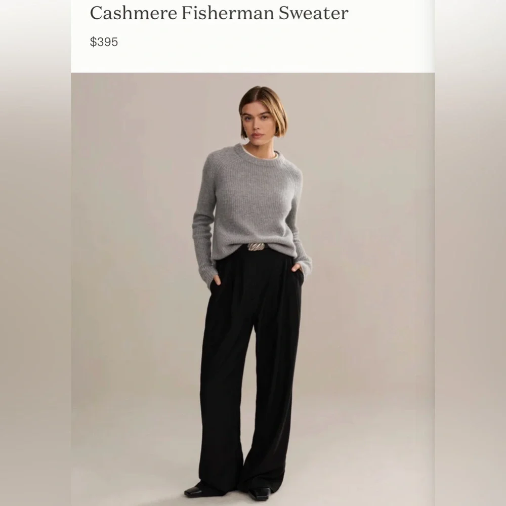 Jenni Kayne Womens Cashmere Fisherman Sweater Heather Grey Size Medium - Large